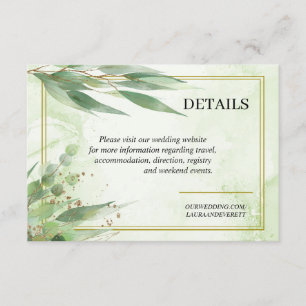 Eucalyptus Frame Green Gold Foliage Watercolor Enclosure Card