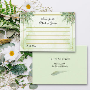 Eucalyptus Frame Green Gold Foliage Wedding Advice Enclosure Card