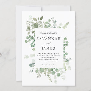 Eucalyptus Frame Greenery Wedding Invitation
