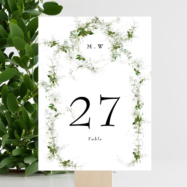 Eucalyptus Framed Wreath Elegant Monogram Wedding Table Number (Creator Uploaded)