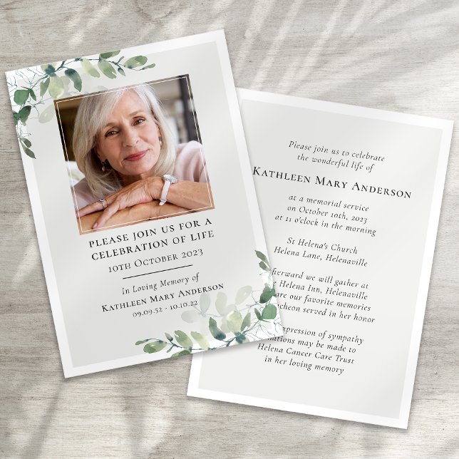 Eucalyptus Funeral Memorial Celebration of Life Invitation (Creator Uploaded)