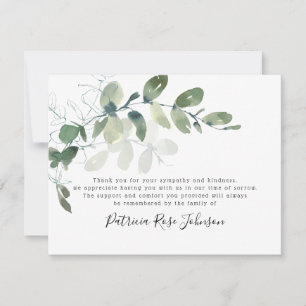 Eucalyptus Funeral Memorial Thank You Card