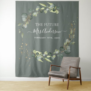 Eucalyptus Future Mrs. Photo Booth Backdrop Tapestry