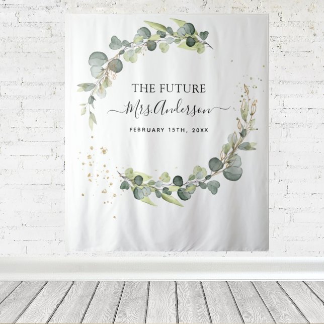 Eucalyptus Future Mrs. Photo Booth Backdrop Tapestry (Creator Uploaded)