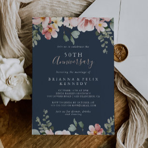 Eucalyptus Garden Floral 50th Wedding Anniversary Invitation