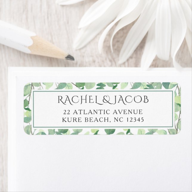 Eucalyptus Garden Greenery Border Return Address Label (Insitu)