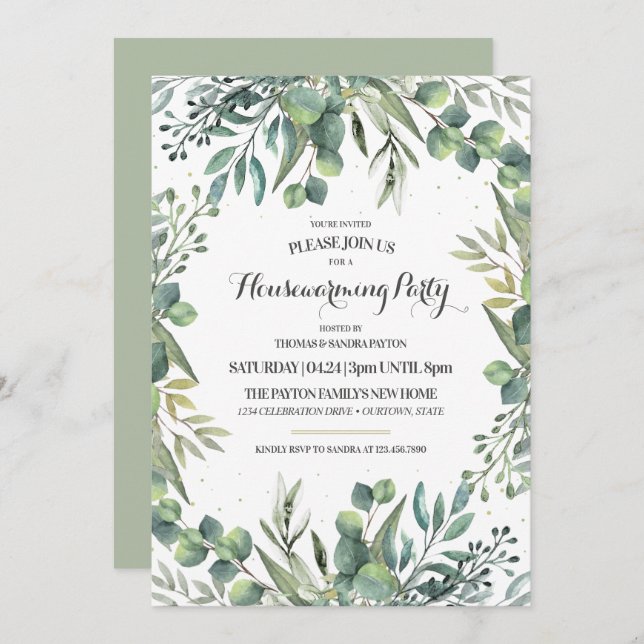 Eucalyptus Garden Housewarming Party Invitation (Front/Back)