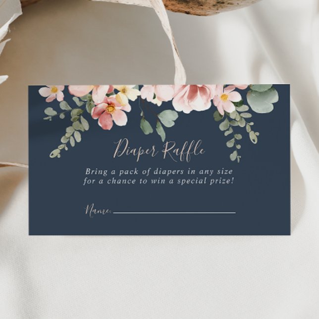 Eucalyptus Garden Rose Floral Diaper Raffle Ticket Enclosure Card (Creator Uploaded)