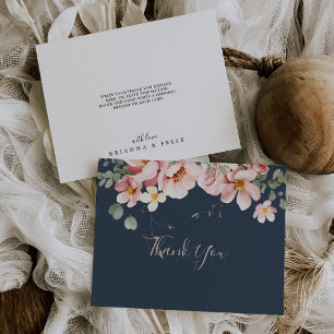Eucalyptus Garden Rose Floral Flat Wedding Thank You Card