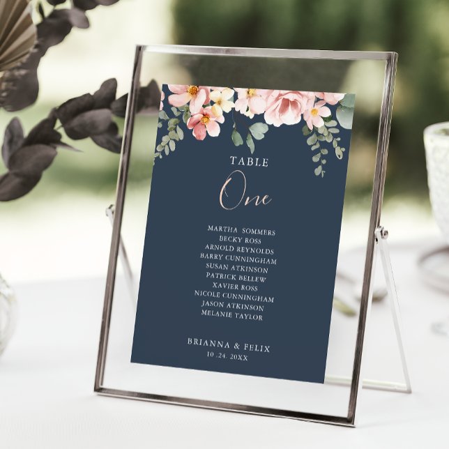 Eucalyptus Garden Rose Floral Seating Chart Card (Creator Uploaded)