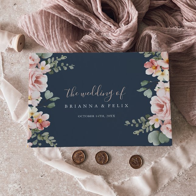 Eucalyptus Garden Rose Floral Wedding Guest Book (Creator Uploaded)