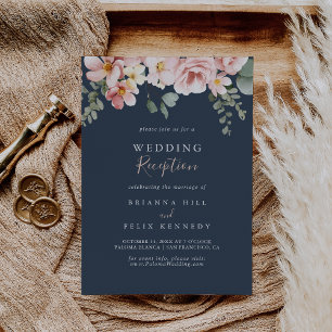 Eucalyptus Garden Rose Floral Wedding Reception Invitation