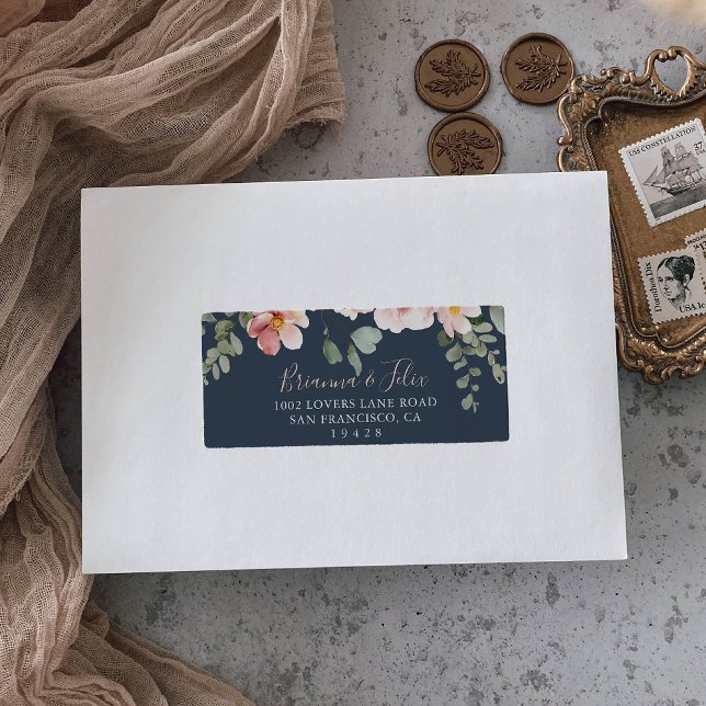 Eucalyptus Garden Rose Floral Wedding RSVP Address Label (Creator Uploaded)