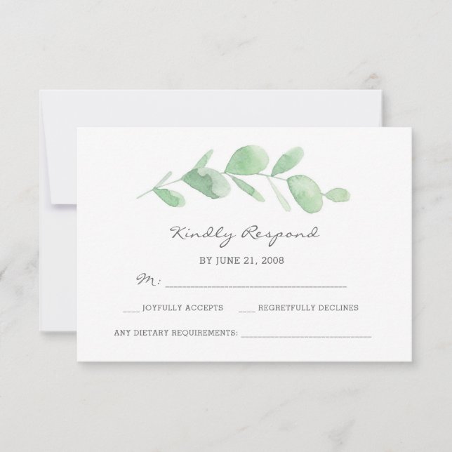 Eucalyptus garden watercolor RSVP cards (Front)