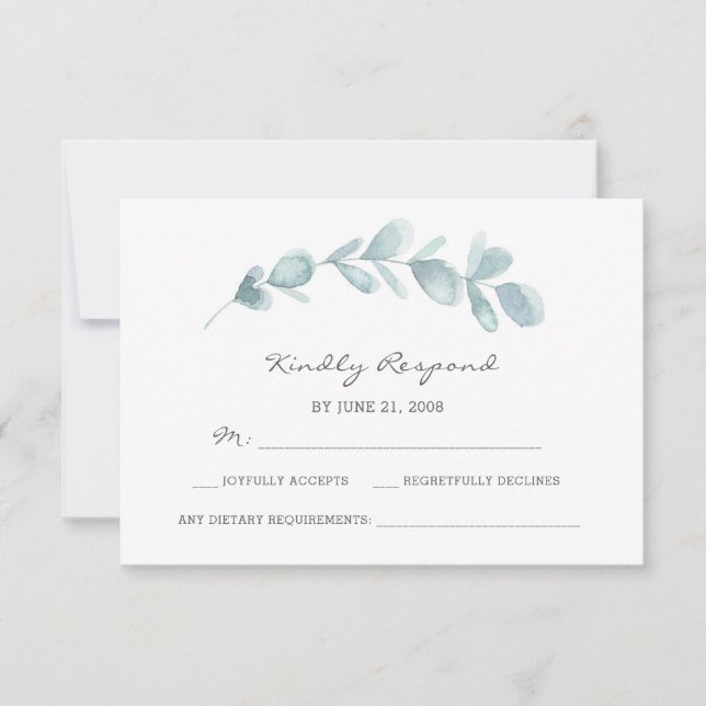 Eucalyptus garden watercolor RSVP cards (Front)