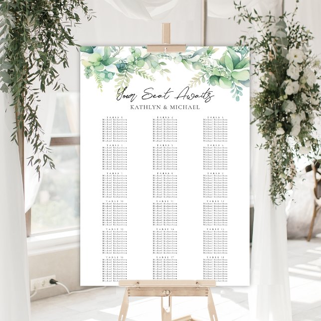 Eucalyptus Garden Wedding 18 Table Seating Charts (Creator Uploaded)