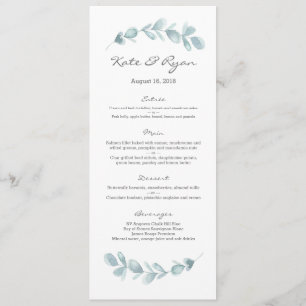 Eucalyptus garden Wedding Menu Card