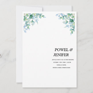 Eucalyptus generery wedding invitation