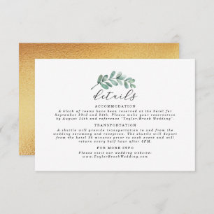 Eucalyptus Geometric Gold Foil Wedding Enclosure Card