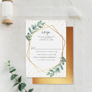 Eucalyptus Geometric Gold Foil Wedding RSVP Card