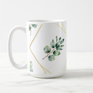 Eucalyptus Geometric Gold Pattern Coffee Mug