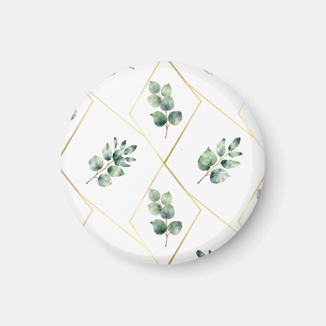 Eucalyptus Geometric Gold Pattern Magnet (Front)