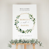 Eucalyptus Geometric Greenery Wedding Welcome Sign