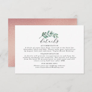 Eucalyptus Geometric Rose Gold Foil Wedding Enclosure Card