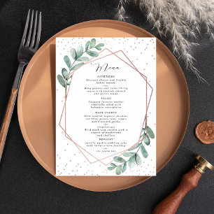 Eucalyptus Geometric Rose Gold Foil Wedding Menu