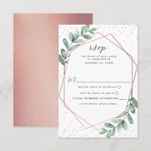 Eucalyptus Geometric Rose Gold Foil Wedding RSVP Card
