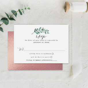 Eucalyptus Geometric Rose Gold Foil Wedding RSVP Card