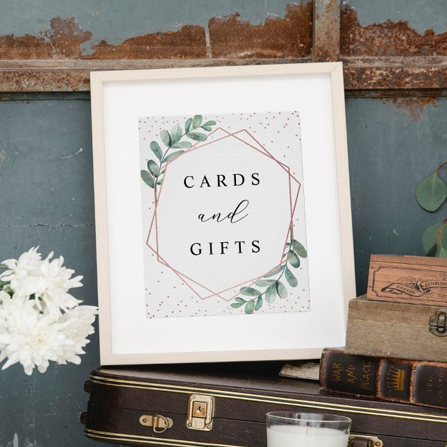 Eucalyptus Geometric Rose Gold Foil Wedding Sign (Creator Uploaded)