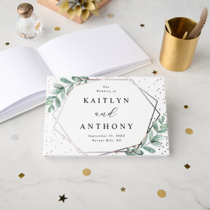 Eucalyptus Geometric Silver Foil Wedding Guest Book