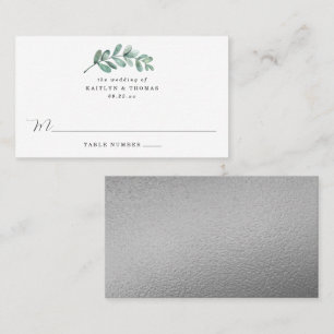 Eucalyptus Geometric Silver Foil Wedding Place Card