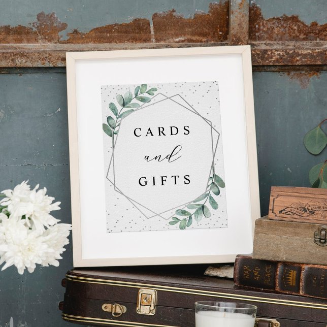 Eucalyptus Geometric Silver Foil Wedding Sign (Creator Uploaded)