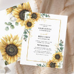 Eucalyptus Geometric Sunflower Wedding Invitation<br><div class="desc">Eucalyptus Geometric Wedding Sunflower Invitation. Create a modern Sunflower Floral Budget Wedding invitation card with this cute template featuring beautiful rustic floral bouquet, geometric gold effect frame, with modern simple typography. TIP: Matching wedding suite cards like RSVP, wedding programs, banners, tapestry, gift tags, signs, and other wedding keepsakes and goodies...</div>