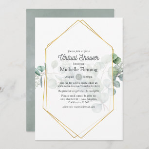 Eucalyptus Geometric Virtual Bridal or Baby Shower Invitation
