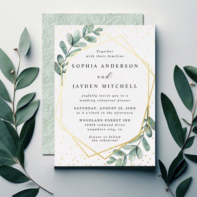 Eucalyptus Geometric Wedding Rehearsal Dinner Real (Creator Uploaded)