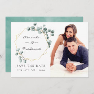Eucalyptus Geometric Wedding Save the Date Invitation