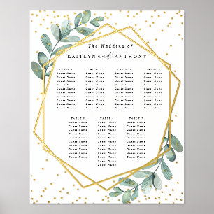 Eucalyptus Geometric Wedding Seating Chart Real