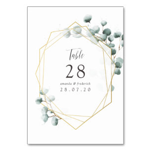 Eucalyptus Geometric Wedding Table Number