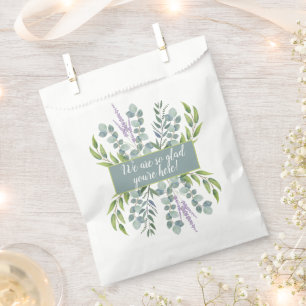 Eucalyptus Glad You Are Here Wedding Message Favour Bag