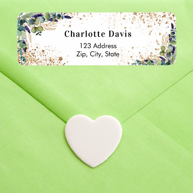 Eucalyptus glitter dust return address label (Creator Uploaded)