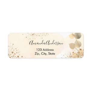 Eucalyptus glitter golden return address label