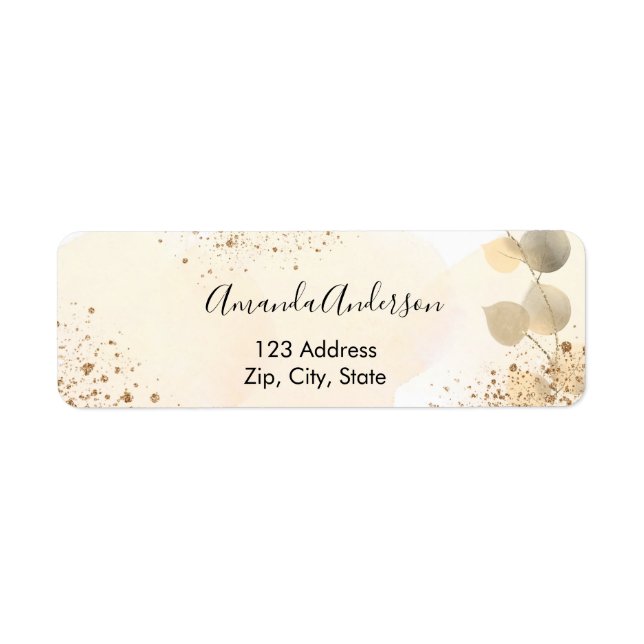 Eucalyptus glitter golden return address return address label (Front)