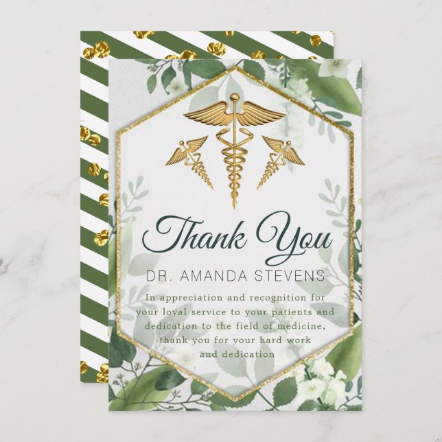 Eucalyptus Glitter Greenery Doctor Thank You Card (Front/Back)