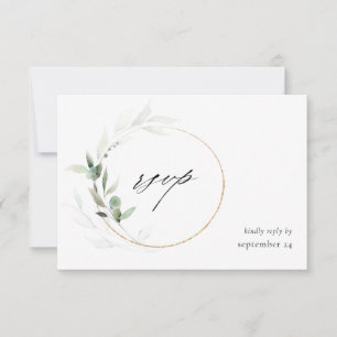 Eucalyptus Glow Gold Greenery 2 w Meal RSVP Card