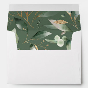 Eucalyptus Glow Gold Greenery - Green Envelope