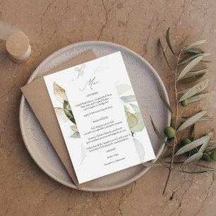 Eucalyptus Glow Gold Greenery Menu Invitation