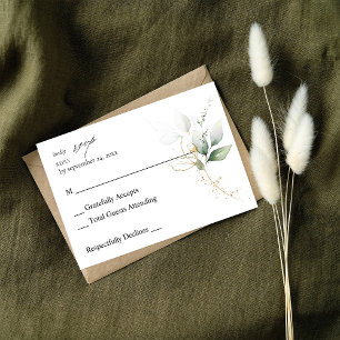Eucalyptus Glow Gold Greenery no Meal RSVP Card
